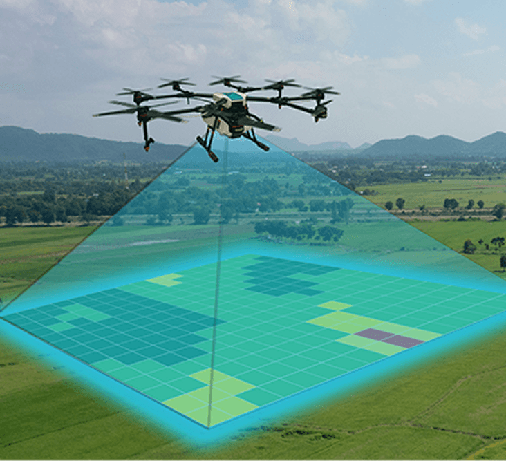 Multispectral drone survey over crop fields